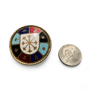 Heraldic Crest Medallion Brooch Pin Regency Historical European